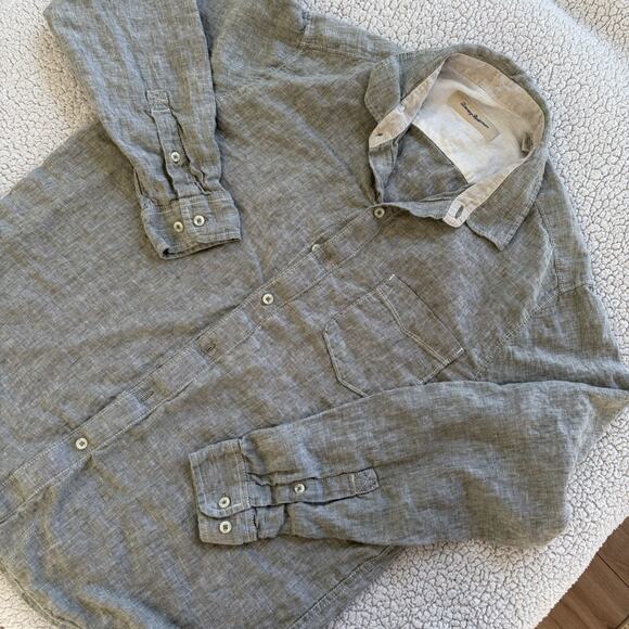 Tommy Bahama Other - Tommy Bahama Relax Mens Long Sleeve 100% Linen Button Up Shirt Size L Brown
